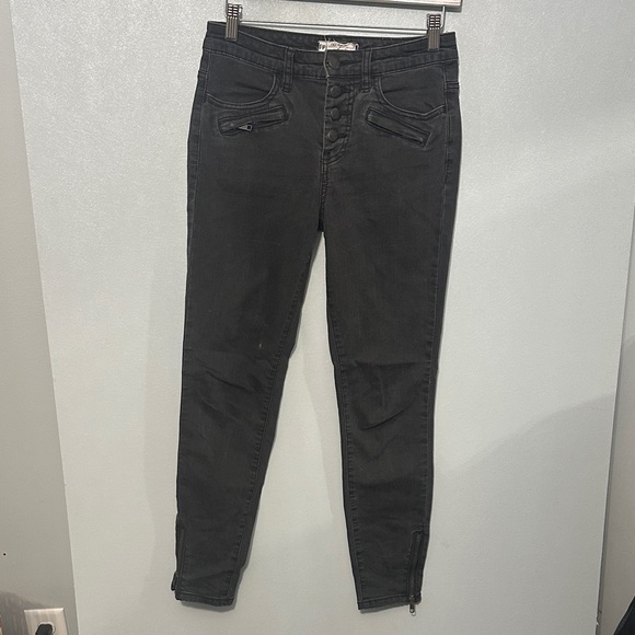 Free People Black Ankle Zip Skinny Jeans - Picture 2 of 4
